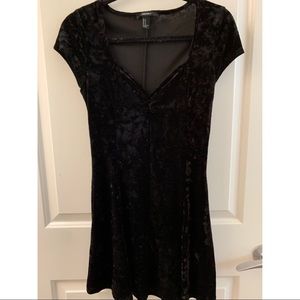 Short Black Velvet V-Neck Dress